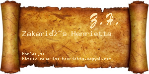 Zakariás Henrietta névjegykártya